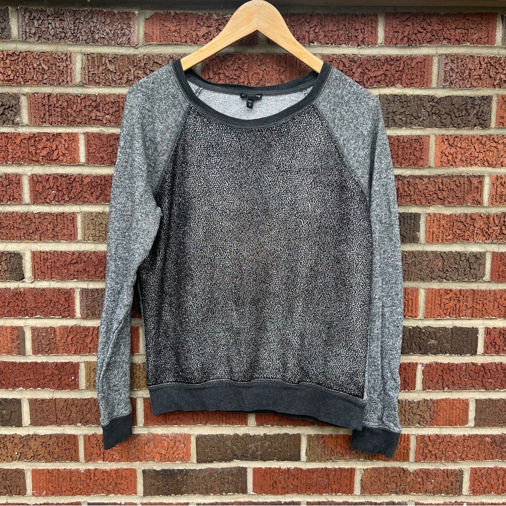 Express Gray Silver Speckled Pullover Sweatshirt - image 1